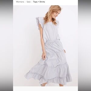 Madewell Striped Flutter-Sleeve Cross-Back Top size S new with tag
